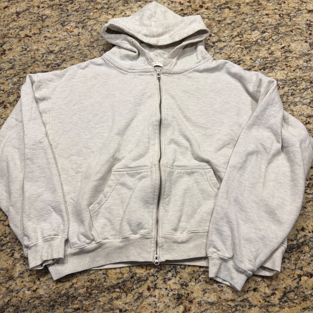 MNML Heather Grey Oversized Full Zip Fleece Hoodie Sweatshirt XL Womens ws